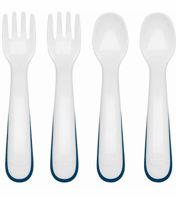 Tot Plastic Fork & Spoon Multipack - Navy