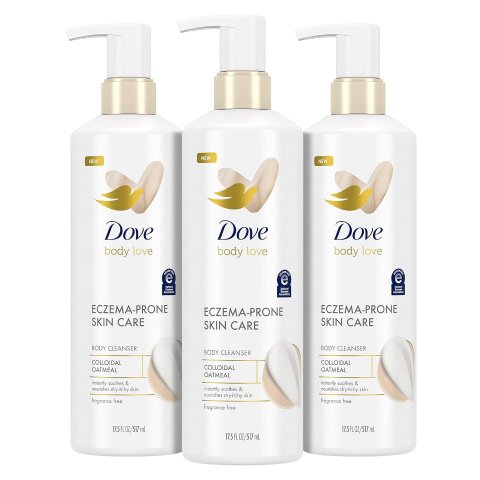 Dove Body Love Body Cleanser Eczema-Prone Skin Care Colloidal Oatmeal 3 Count