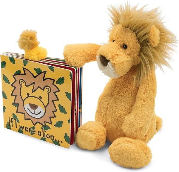 If I were a Lion Board Book and Bashful Lion Stuffed Animal