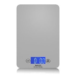 Mosiso - Ultra-Thin Touch Professional Digital Kitchen Scale (11 lbs Edition), Tempered Glass in Elegant Black