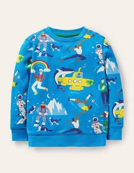 Printed Sweatshirt - Moroccan Blue Heros | Boden US