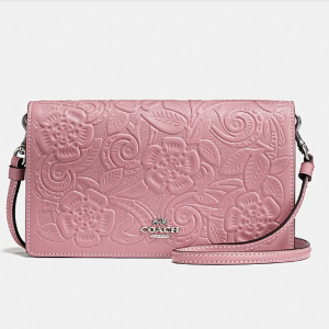 Foldover Crossbody Clutch In Glovetanned Leather With Tea Rose Tooling @ Coach