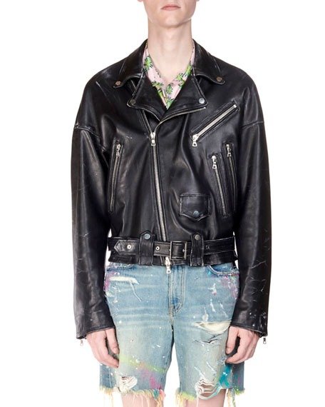 Men's Leather Oversized Biker Jacket