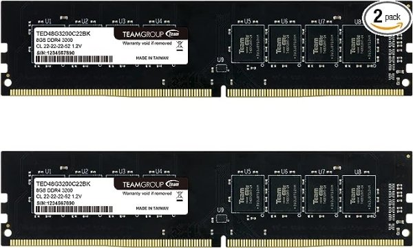Elite DDR4 16GB Kit (2 x 8GB) 3200MHz (PC4-25600) CL22 Unbuffered Non-ECC 1.2V UDIMM 288 Pin PC Computer Desktop Memory Module Ram Upgrade - TED416G3200C22DC01