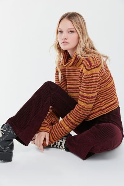 UO Mackenna Striped Turtleneck Sweater