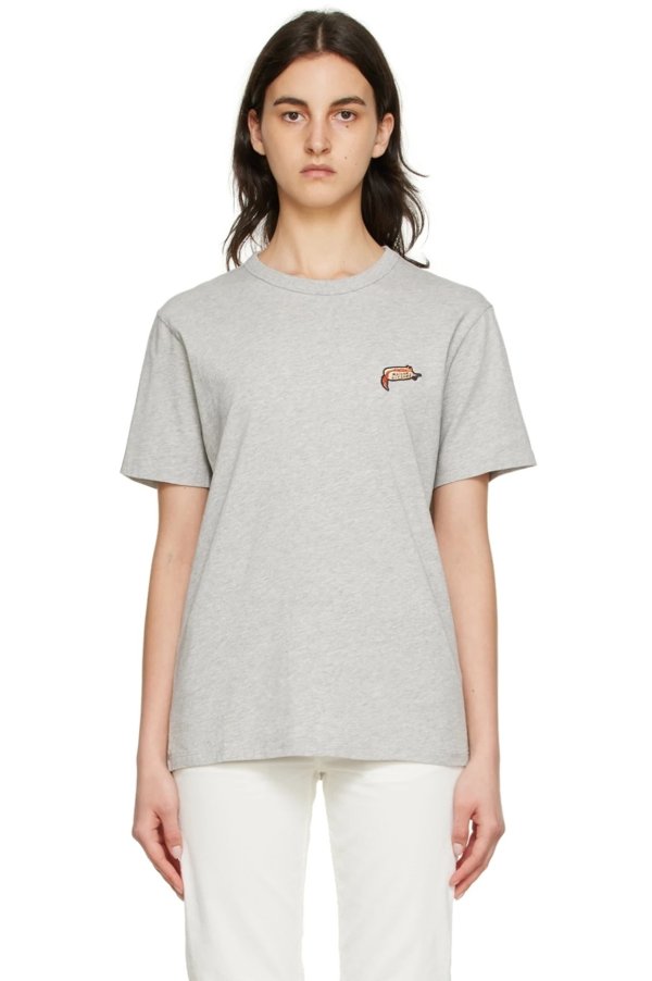 Gray Olympia Le-Tan Edition Hot Dog Fox T-Shirt