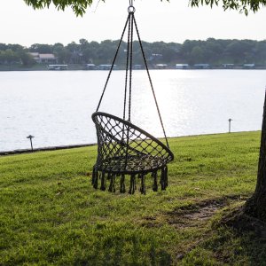Macrame Outdoor Hammock Chair, Cotton Blend Olive Green, Size: 47” L x 24” W, Capacity 250 lb.