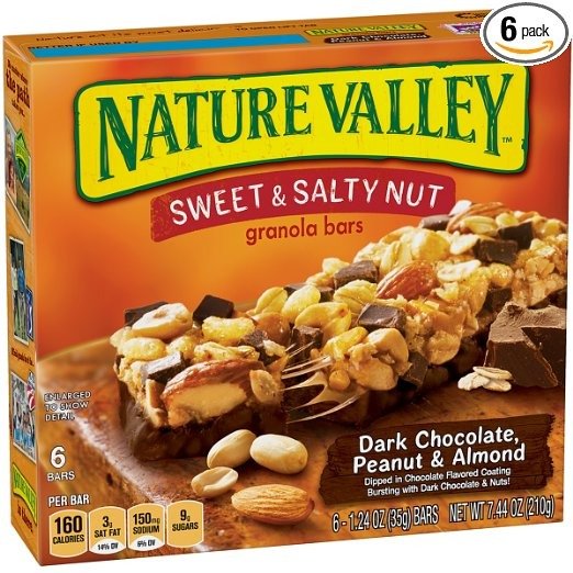 Granola Bars, Sweet and Salty Nut, Dark Chocolate Peanut & Almond, 6 Bars,7.44 oz (Pack of 6)