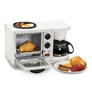 tic EBK-200 Elite Cuisine 3-in-1 Multifunction Breakfast Deluxe Toaster Oven/Griddle/Coffee Maker (Blue, Red)