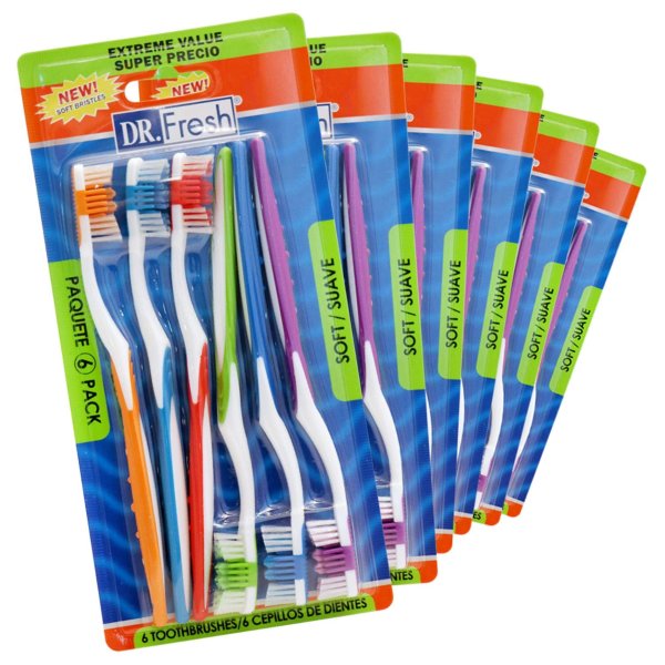Dr. Fresh Extreme Value Toothbrush Soft Bristles, 6 Count Pack of 6