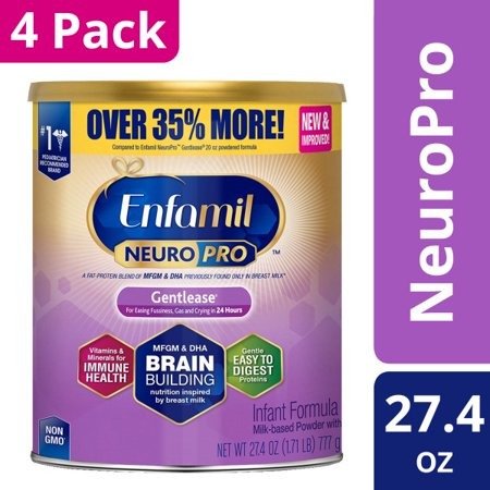 Gentlease NeuroPro Baby Formula, 27.4 oz Powder Value Can (4 Pack)