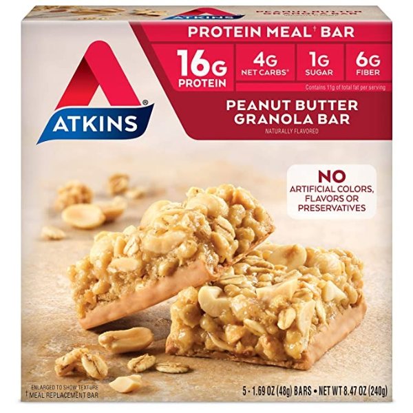 Peanut Butter Granola Protein Meal Bar. Crunchy and Creamy. Keto-Friendly. (5 Bars)