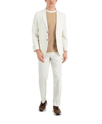 Men's Modern-Fit Stretch Cotton Solid Suit