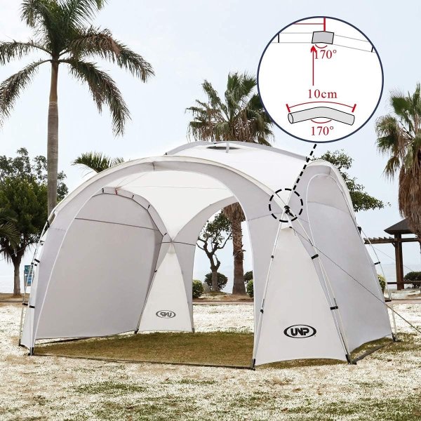 Easy Beach Tent Pop Up Canopy UPF50+ Tent with Side Wall, Ground Pegs, and Stability Poles, Sun Shelter Rainproof, Waterproof for Camping Trips, Backyard Fun, Party Or Picnics (10x10 ft, White)