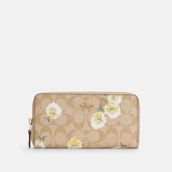 Accordion Zip Wallet in Signature Canvas With Daisy Print