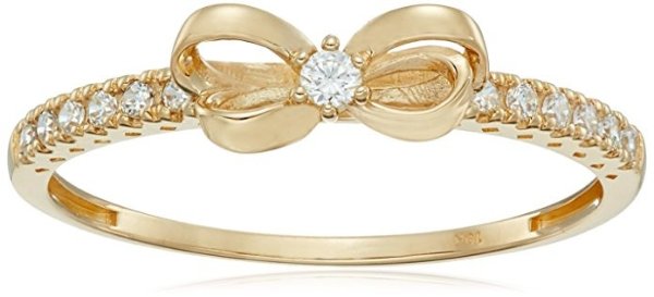 10k Gold Swarovski Zirconia Danity Bow Ring