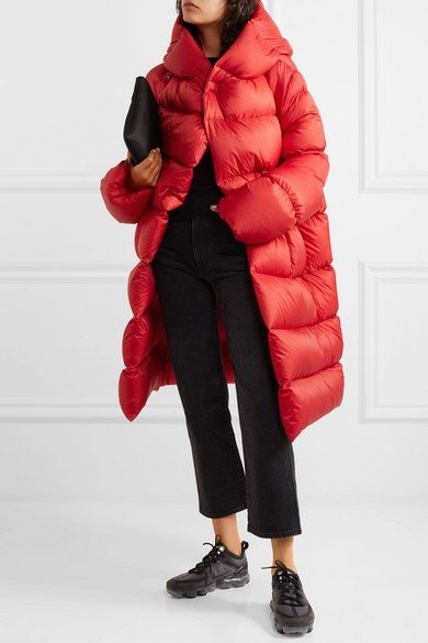 Oversized hooded quilted shell down coat
