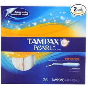 Tampax Pearl plastic, Super Plus Absorbency, Unscented Tampons, 36 Count