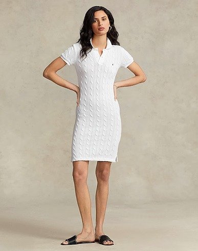 SKINNY FIT CABLE COTTON POLO DRESS