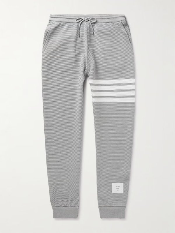 Tapered Striped Ribbed Cotton-Jersey Sweatpants