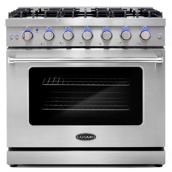 36 in. 6.0 cu. ft. Commercial Gas Range with Convection Oven in Stainless Steel with Storage Drawer