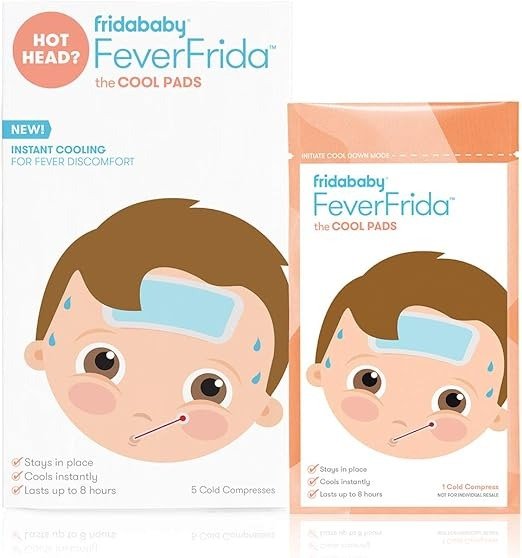 Cool Pads for Kids Fever Discomfort by Fridababy - 5 Nontoxic, Skin-Safe Cold Compresses of Instant Cooling Relief for Fever Discomfort