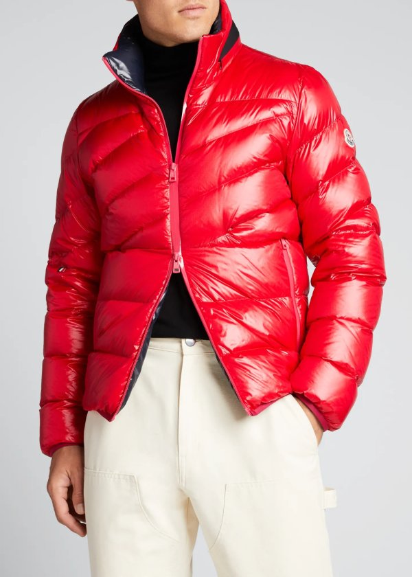 Men's Hanin Shiny Nylon Hooded Puffer Jacket