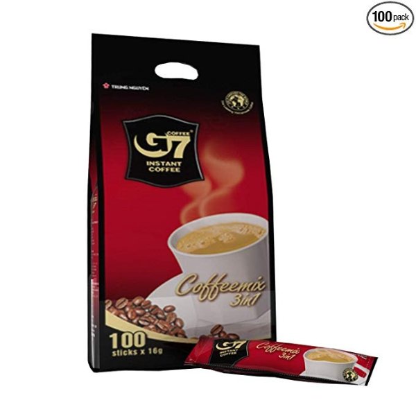 - G7 3 In 1 Instant Coffee - 100 Sticks | Roasted Ground Coffee Blend with Creamer and Sugar, Suitable for Most Coffee Brewing Methods, (16gr/stick)