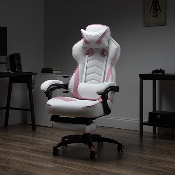 RSP-110 Racing Style Gaming, Reclining Chair with Footrest, Pink