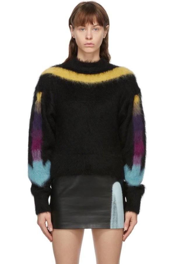 Black & Multicolor Alpaca Sweater