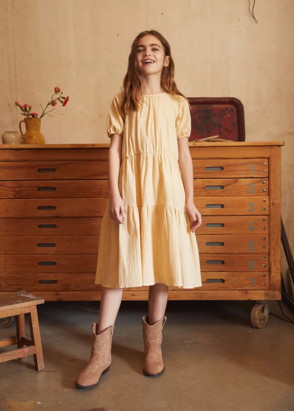 Textured checked dress - Girls | OUTLET USA