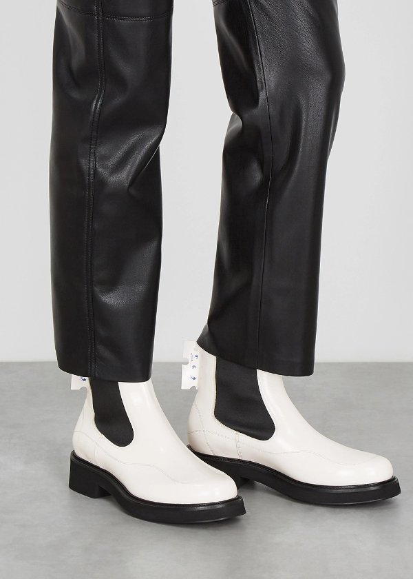 White leather Chelsea boots