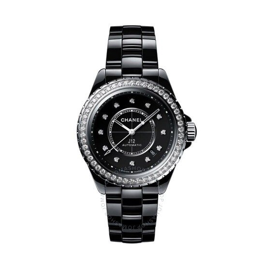 J12 Automatic Diamond Black Dial Ladies Watch H6526
