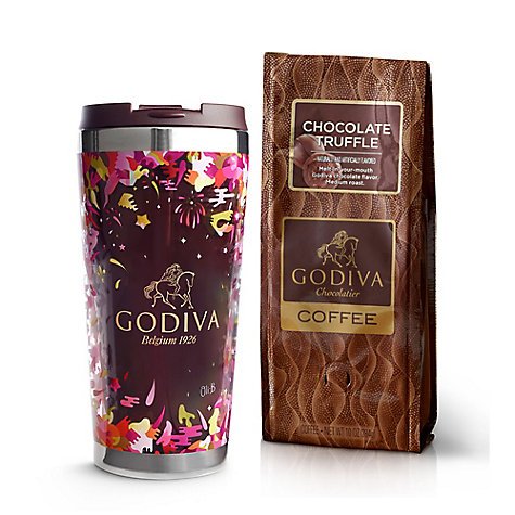 Godiva Tumbler with Truffle Coffee, Ground 10 oz. | GODIVA