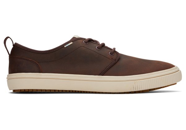 Men's Brown Leather Mid Top Sneaker Water Resistant Carlo Terrain | TOMS
