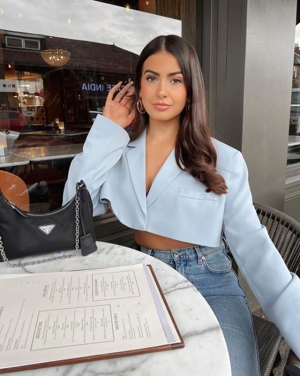 cropped blazer in ice blue - part of a set