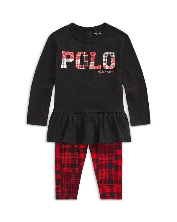 Girls' Patchwork Plaid Peplum Tunic & Leggings Set - Baby