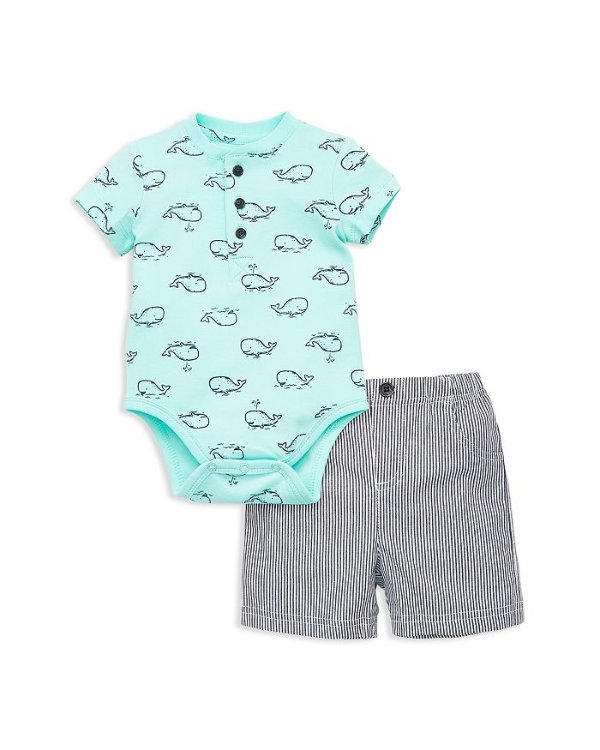 Boys' Whale Henley Bodysuit & Shorts Set - Baby