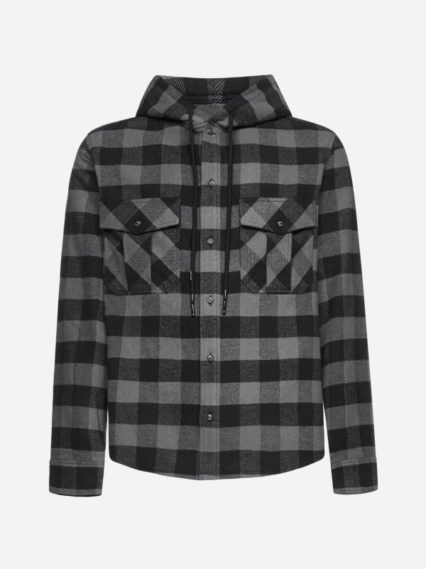 Arrows check flannel hooded shirt