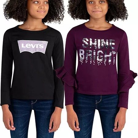Girls' Long Sleeve Graphic T-Shirt 2-Pack - Sam's Club
