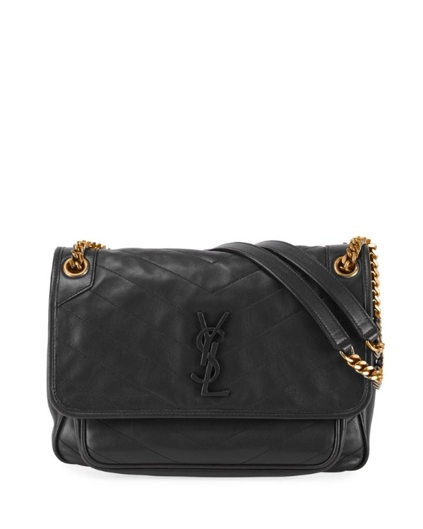 Niki Medium Monogram YSL Lamb Leather Shoulder Bag