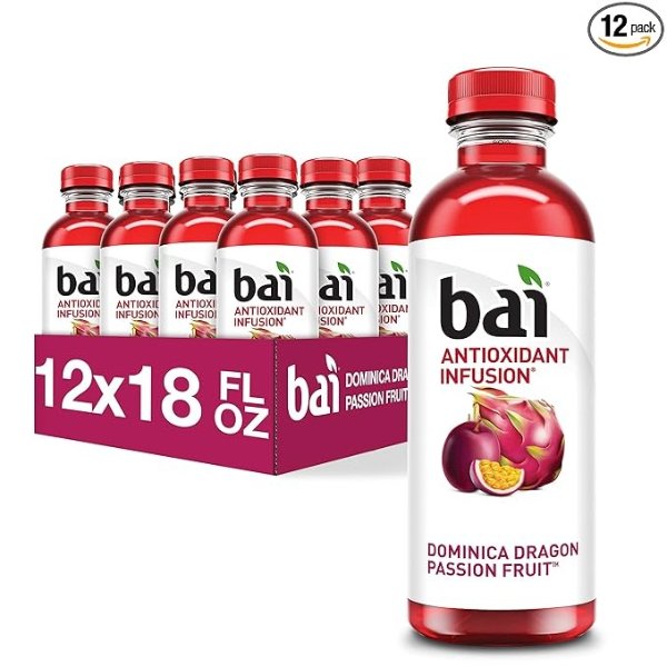 Bai 火龙果+百香果味抗氧化饮料18oz 12瓶