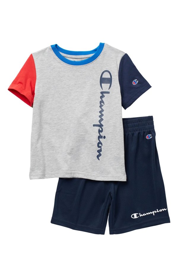 Colorblock Vertical Logo T-Shirt & Shorts Set