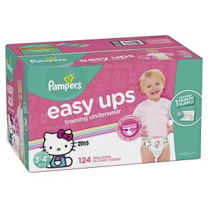 Pampers Easy Ups Training Pants Pull On Disposable Diapers for Girls, Size 5 (3T-4T), 124 Count, ONE MONTH SUPPLY @ Amazon