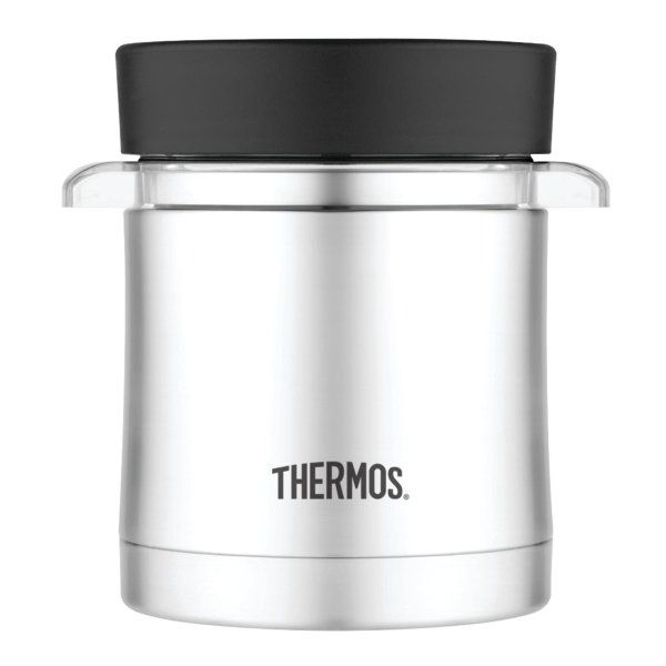 Thermos Food Jar with Microwavable Container, 12-Ounce, Stainless Steel