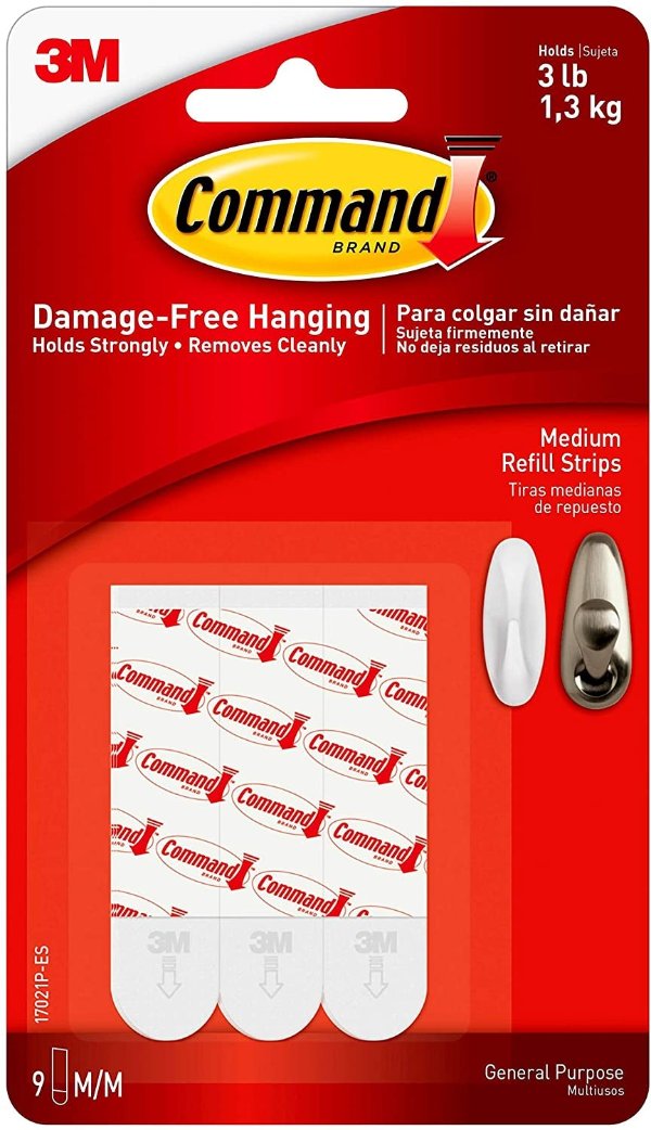 Command Refill Strips, Small, White, 20-Strips
