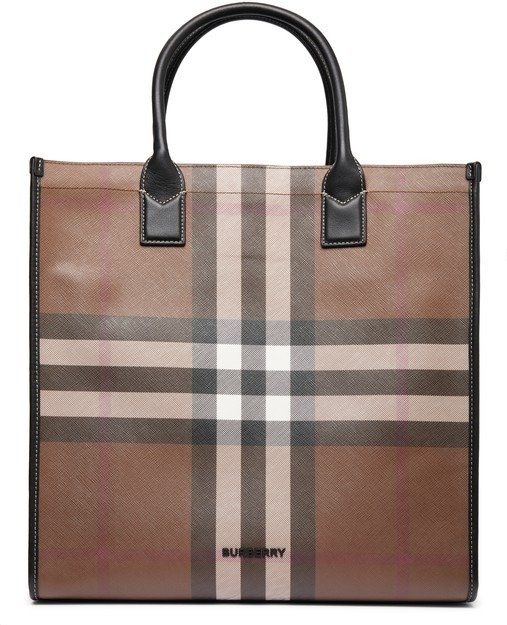 Check and Leather Tote