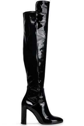 Patent-leather knee boots