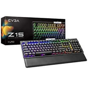 EVGA Z15 RGB Gaming Keyboard, RGB Backlit LED Bronze Switches