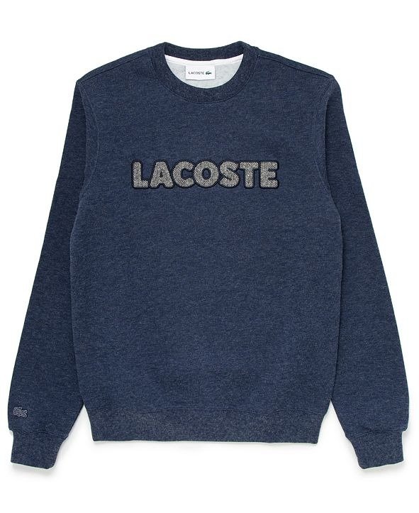 Men's Regular Fit Crew Neck Fleece Sweatshirt with Lacoste Herringbone Logo